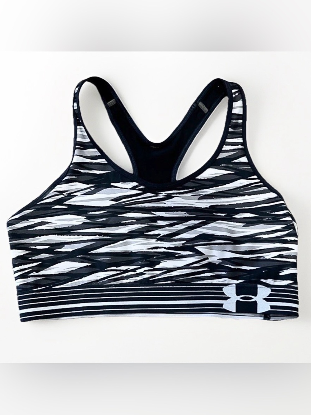Under Armour Black & White Patterned Racerback Sports Bra Reversible Medium